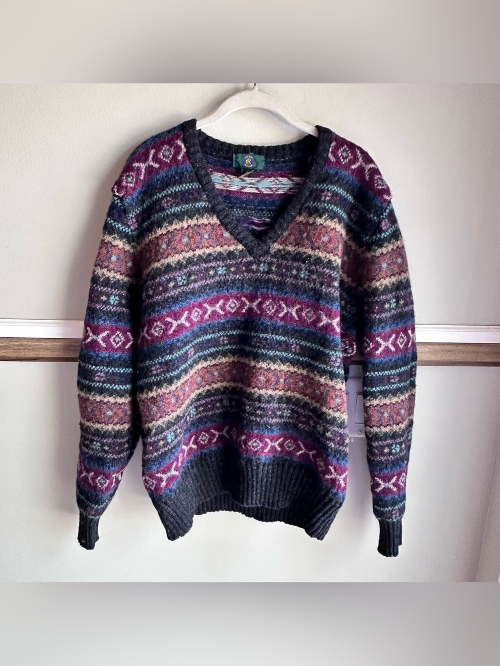 Vintage Club Room British Wool Sweater Fair Isle 90s​​